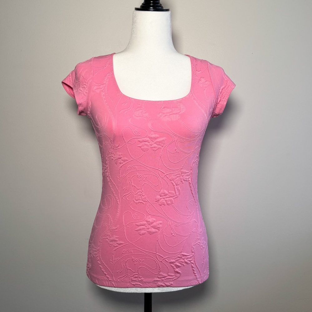 Y2K 90s Pink Square Neck Tee